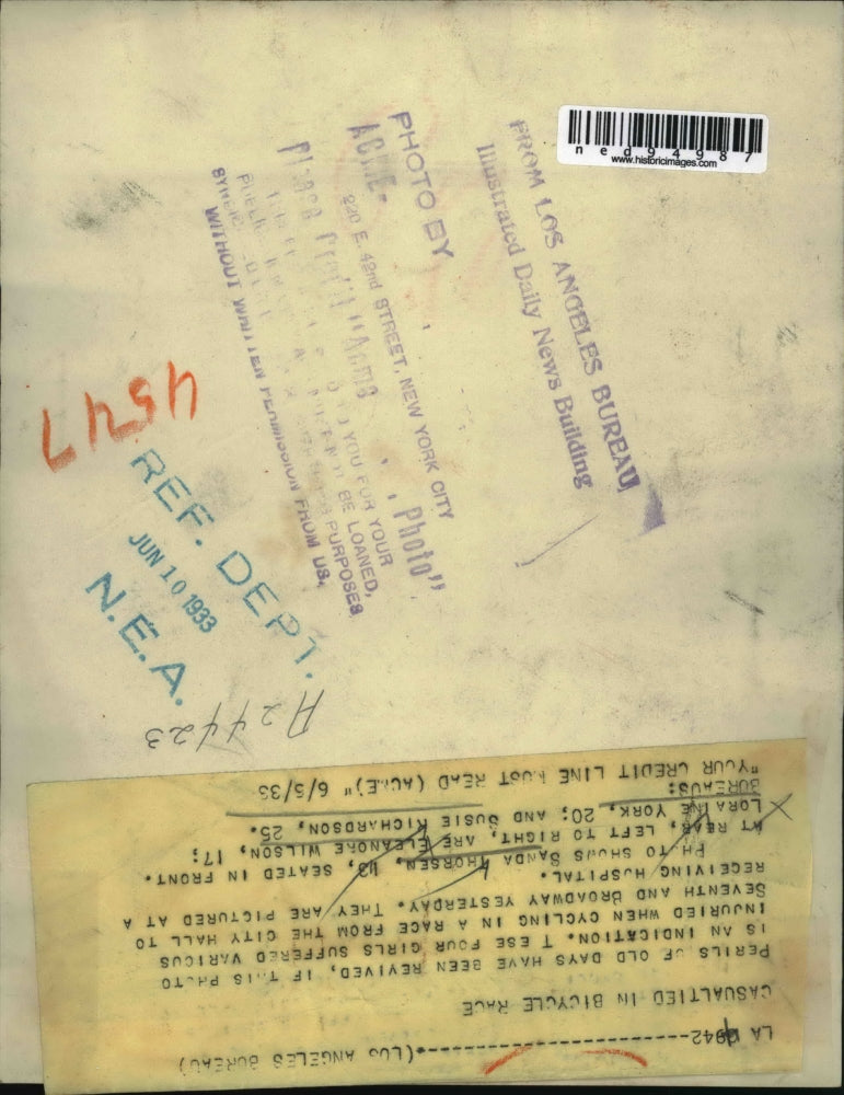 1933 Press Photo Front:Sandra Thorsen,Leanor Wilson,Lora York & Susie Richardson