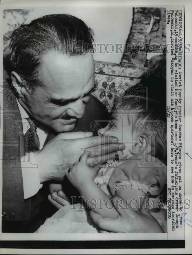 1959 Press Photo Soviet Premier Anastas Mikoyan, Baby Girl Irene Polowski