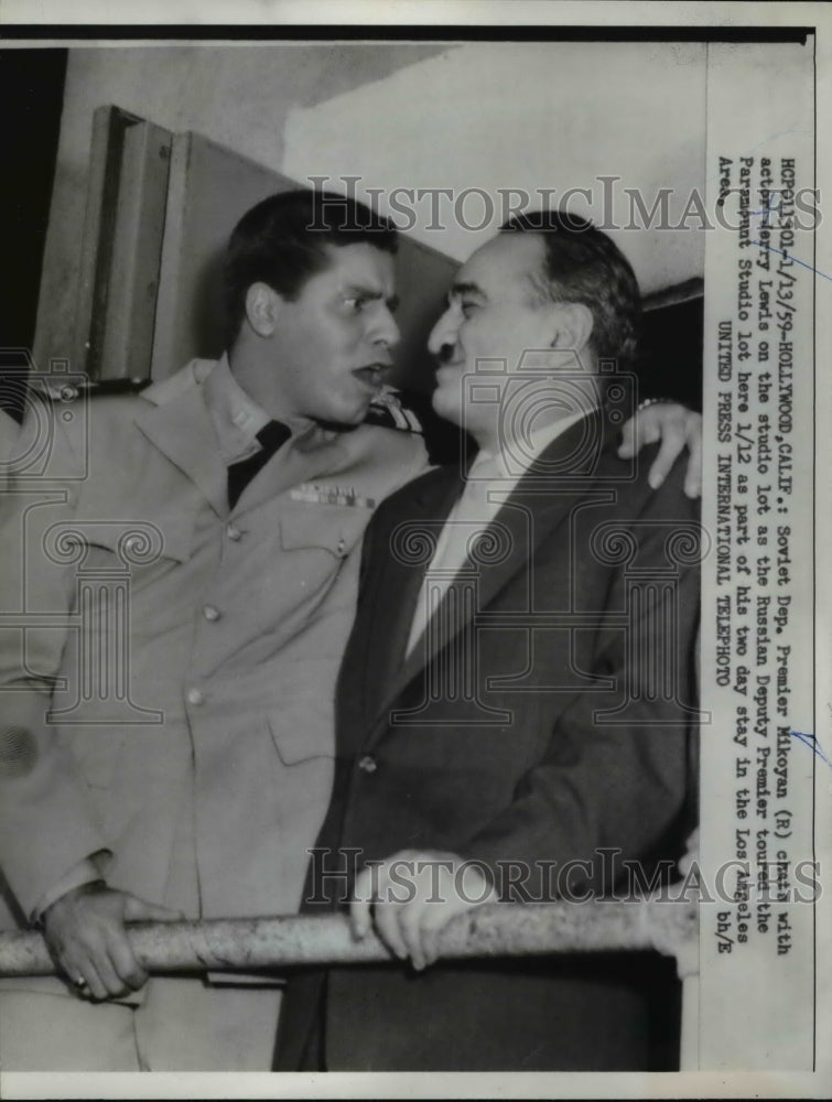Load image into Gallery viewer, 1959 Press Photo Soviet Premier Anastas Mikoyan, Actor Jerry Lewis
