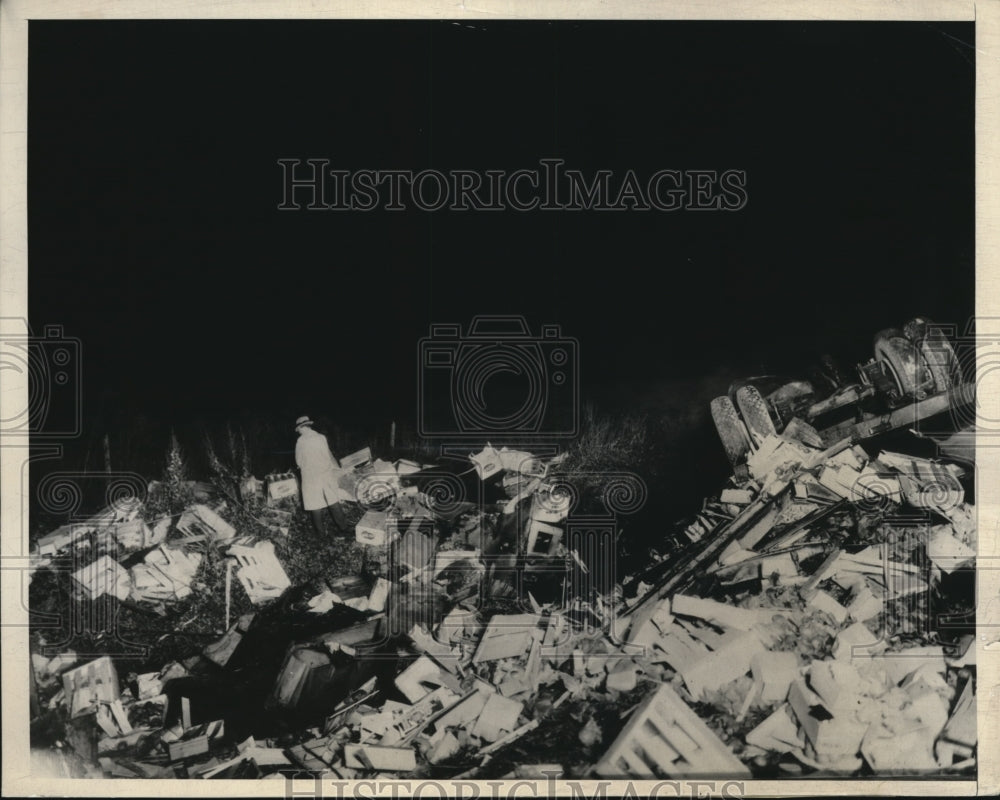 1936 Press Photo Deadly Two-Truck Collision Wreckage, San Luis Obispo CA