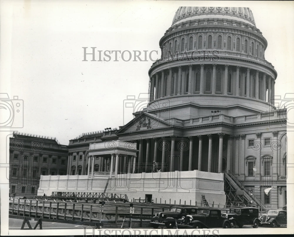 1937 Press Photo Inauguration Stand Almost Ready - ned95215