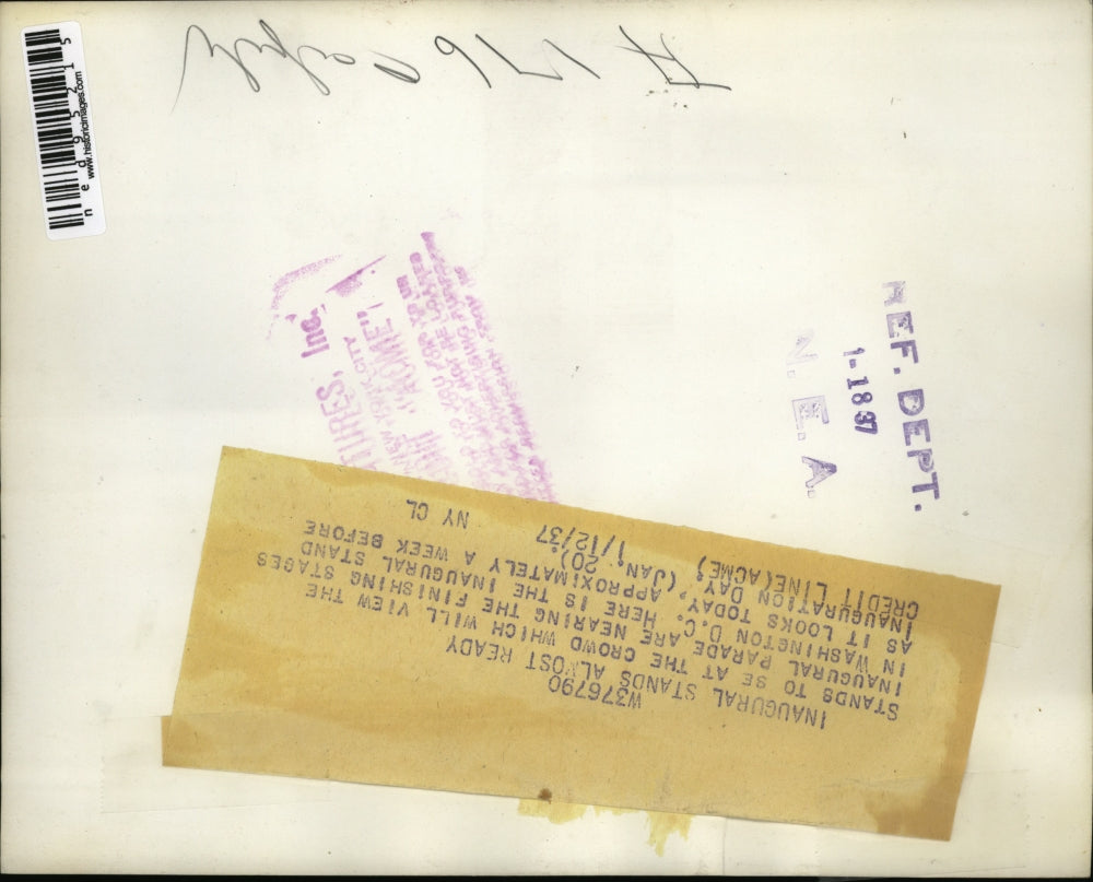 1937 Press Photo Inauguration Stand Almost Ready - ned95215