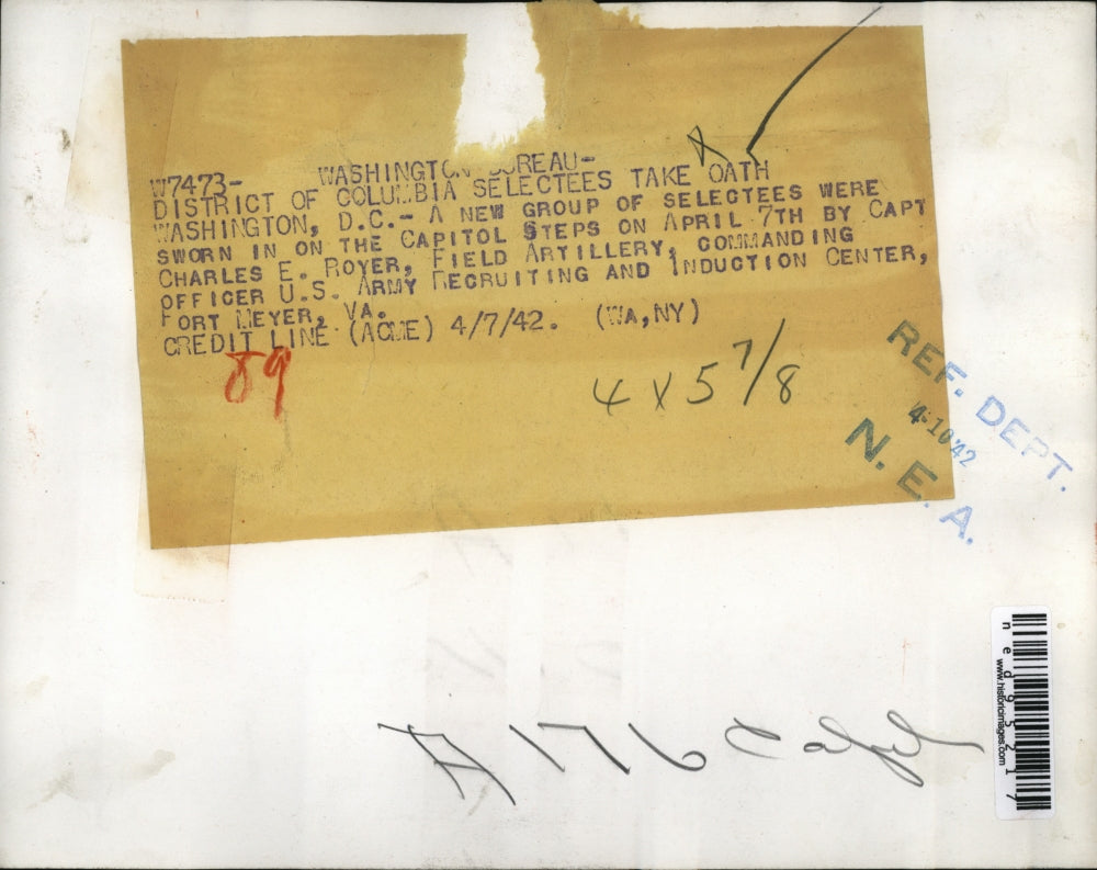 1942 Press Photo Captain Charles E Royer Field Artillery Commanding Officer