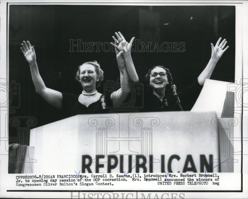 1956 Press Photo Mrs Carroll D Kearns and Mrs Herbert Brownell GOP Convention