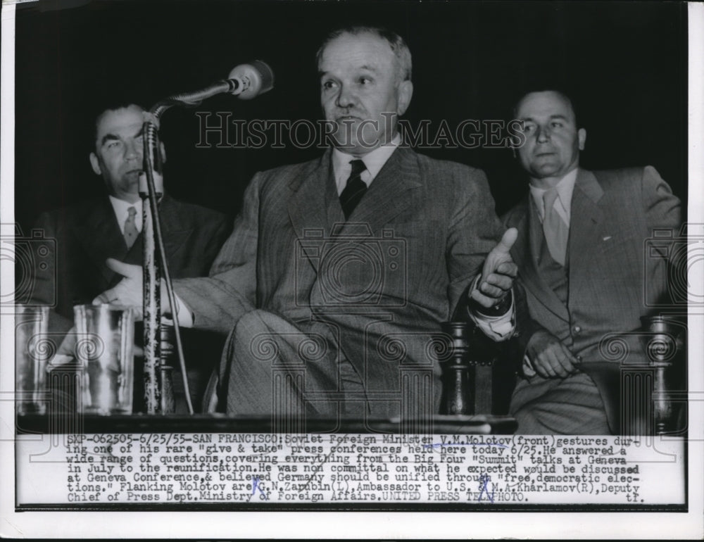 1955 Press Photo VM Molotov, GN Zarubin, MA Kharlamov
