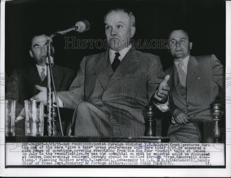 Load image into Gallery viewer, 1955 Press Photo VM Molotov, GN Zarubin, MA Kharlamov
