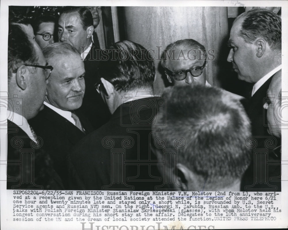 1955 Press Photo Soviet Minister V.M. Molotov at United Nations Reception