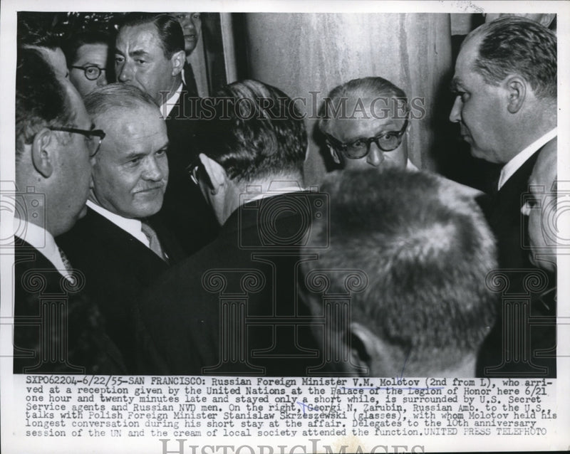 Load image into Gallery viewer, 1955 Press Photo Soviet Minister V.M. Molotov at United Nations Reception

