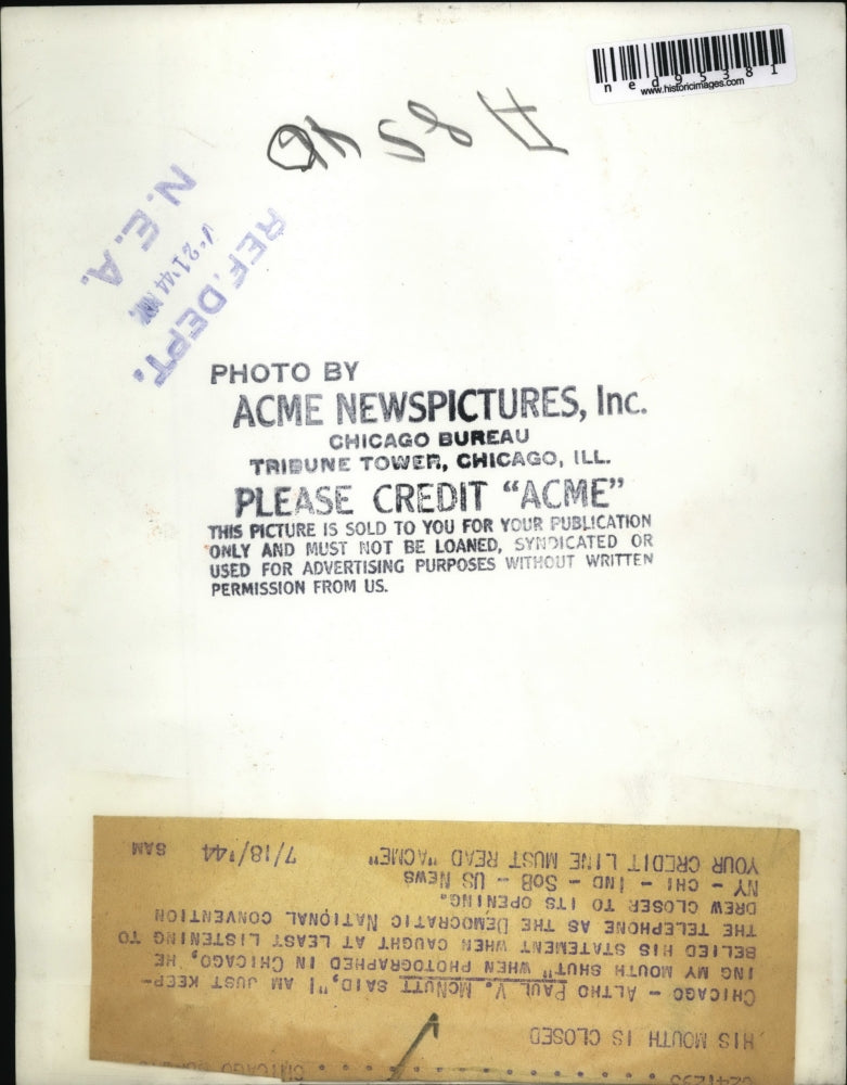 1944 Press Photo Indiana Governor Paul V. McNutt - ned95381