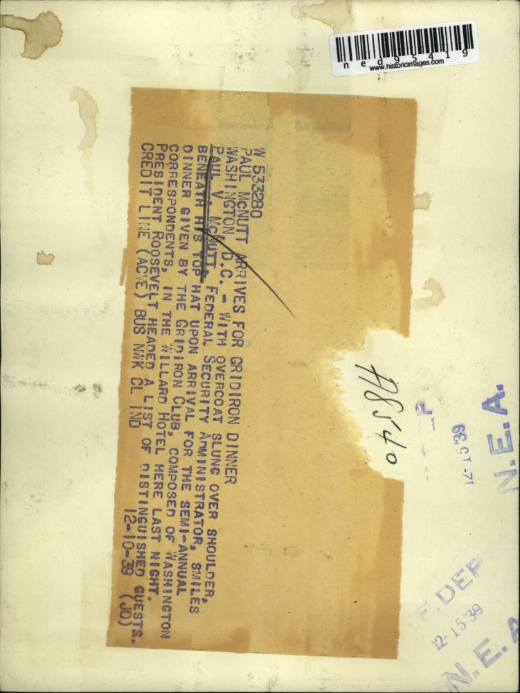 1939 Press Photo Indiana Governor Paul V. McNutt - ned95419