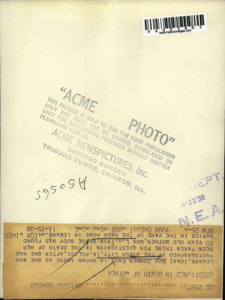 1938 Press Photo Summer Knox, Mother's Murder Suspect, Iowa - ned95465