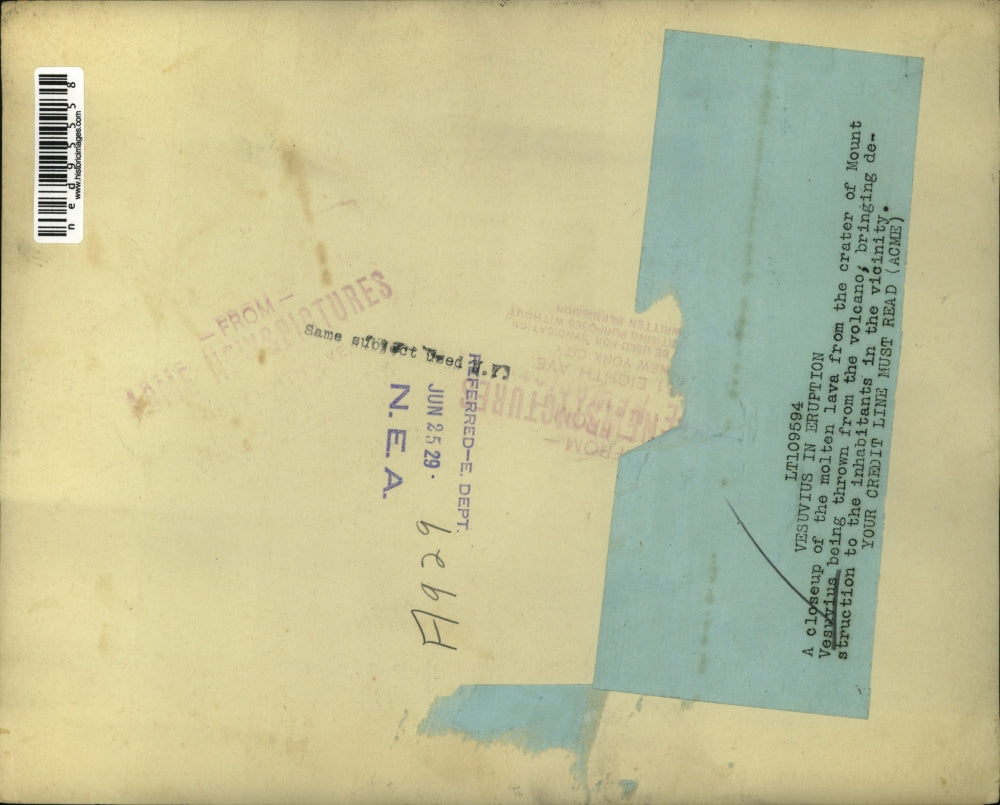 1929 Press Photo Mount Vesuvius