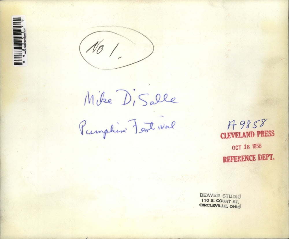 1956 Press Photo of Michael DiSalle at the Pumpkin Festival.