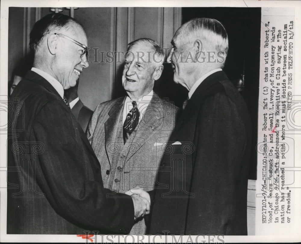 1952 Press Photo Robert Taft, Sewell Avery, and Robert Wood