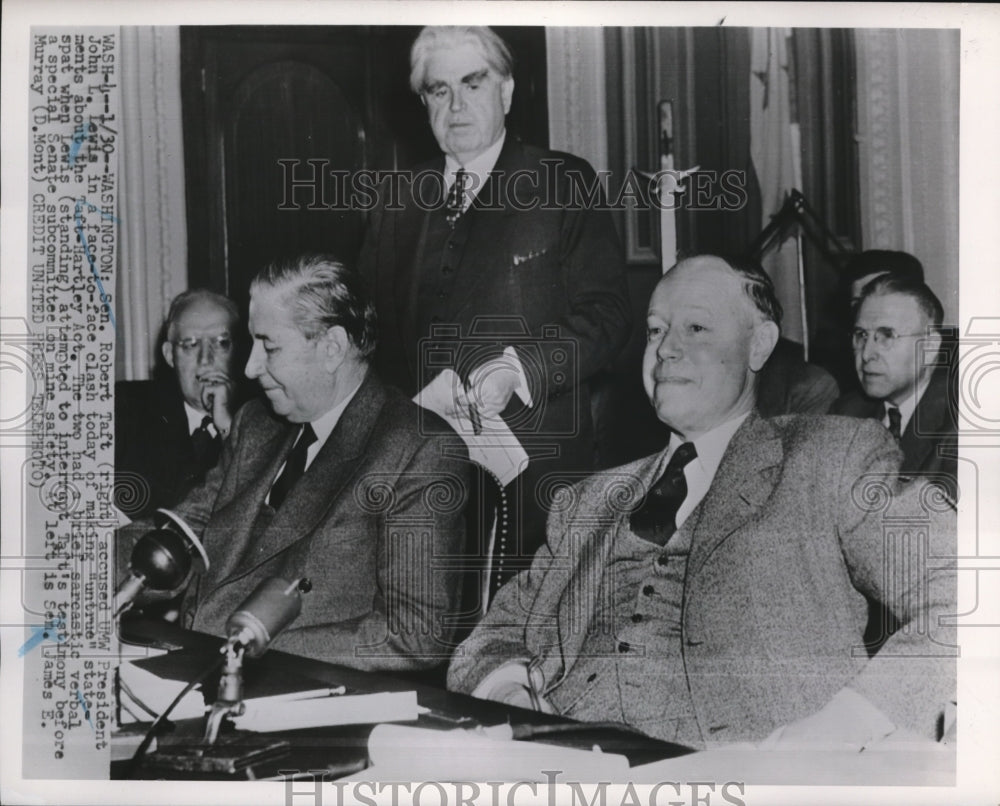 1952 Press Photo Senator Robert Taft of Ohio & UMW President John Lewis