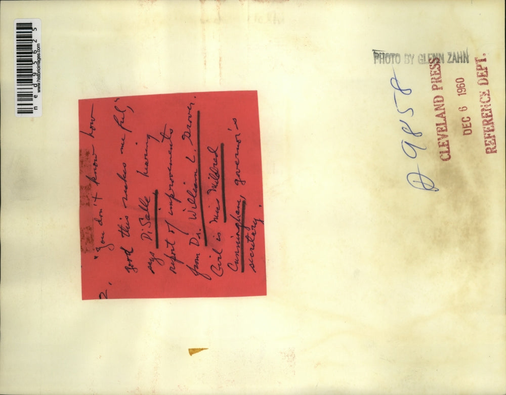 1960 Press Photo Mike DiSalle, Dr. William L. Grover and Miss Mildred Cunningham