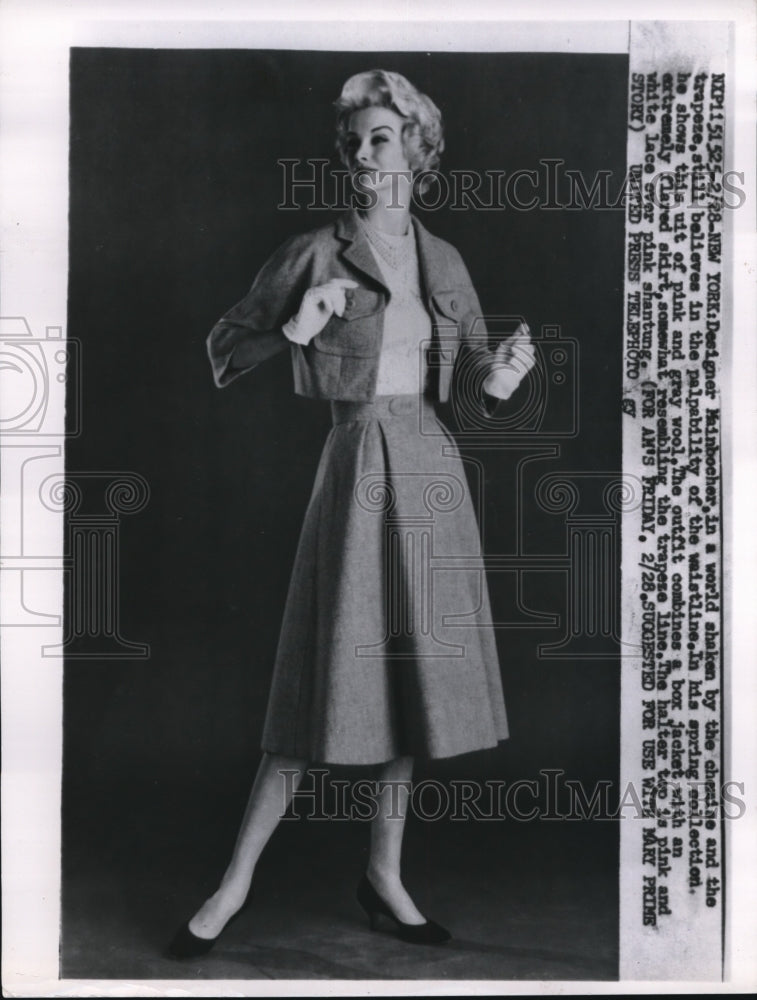 1958 Press Photo NYC Designer Mainbocher spring collection fashions - ned95682