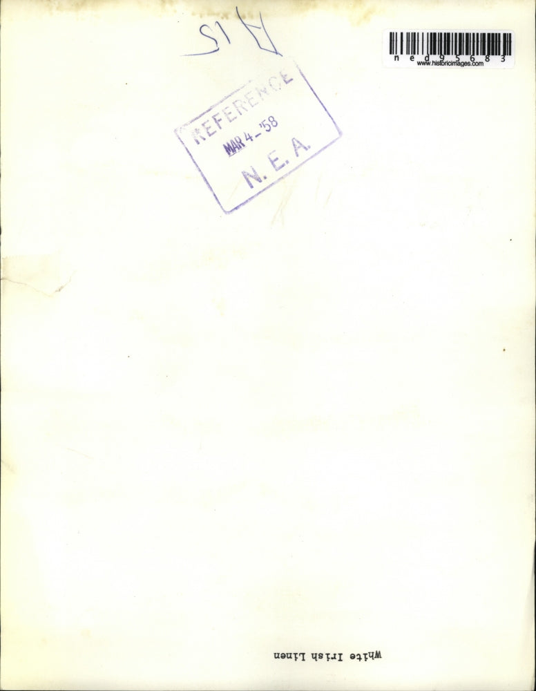 1958 Press Photo White Irish linen fashion blouse modeled - ned95683