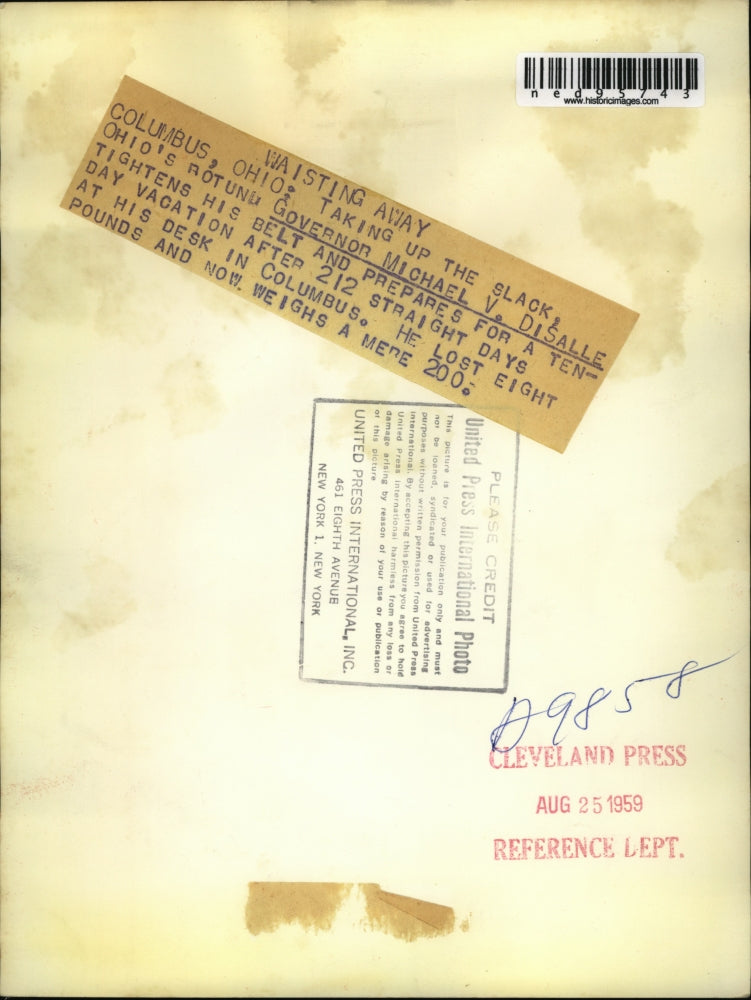 1959 Press Photo Columbus Ohio Gov Mike DiSalle