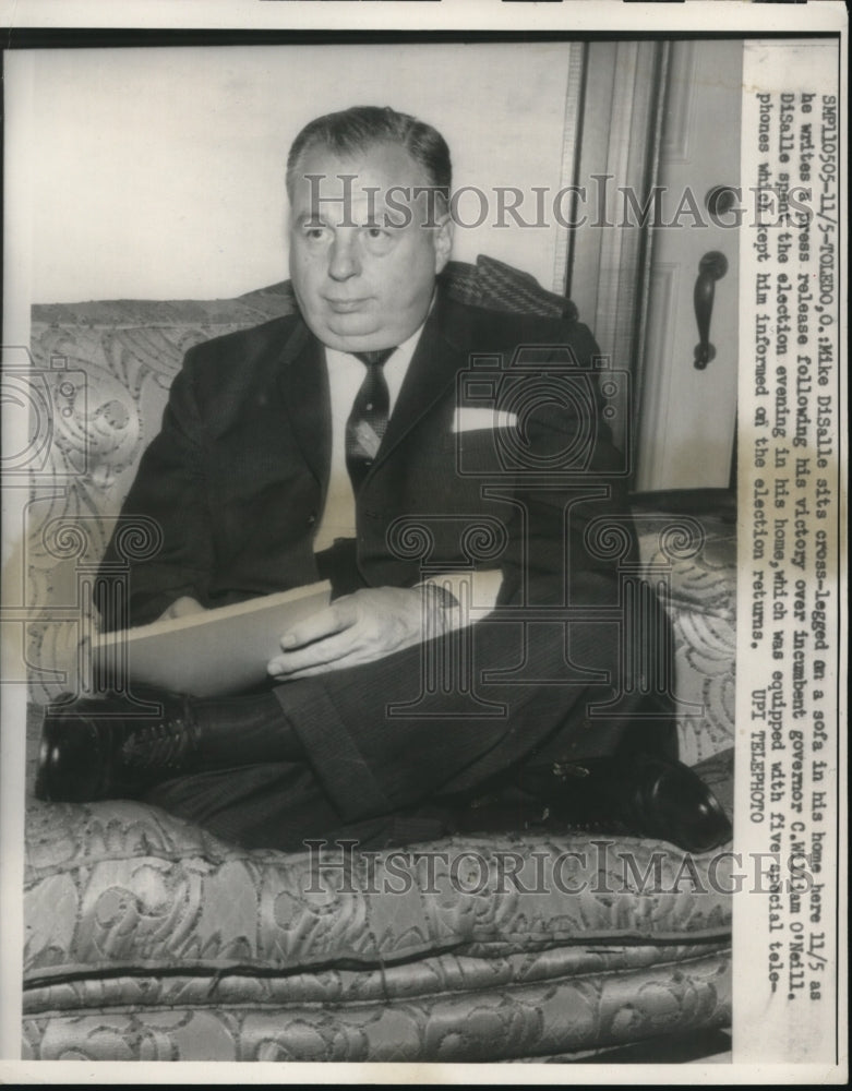 1958 Press Photo Toledo Ohio Michael V DiSalle wins Governor  election- Historic Images