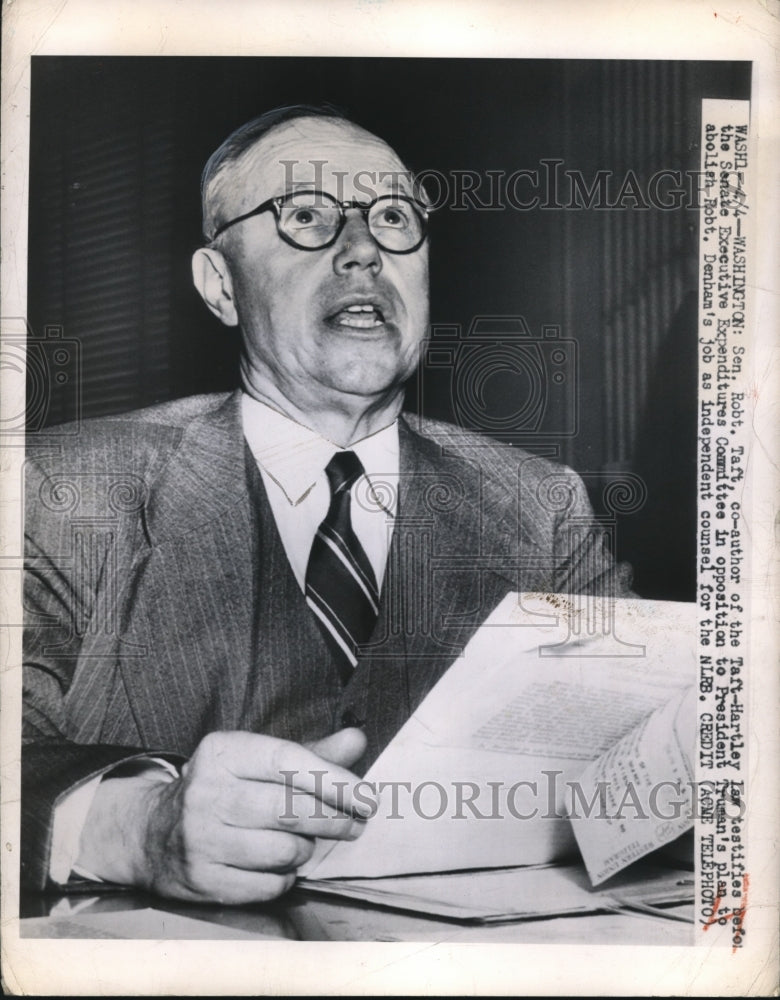 1950 Press Photo Wash DC Chicago Sen Robert Taft of Ohio at Senate - ned95792