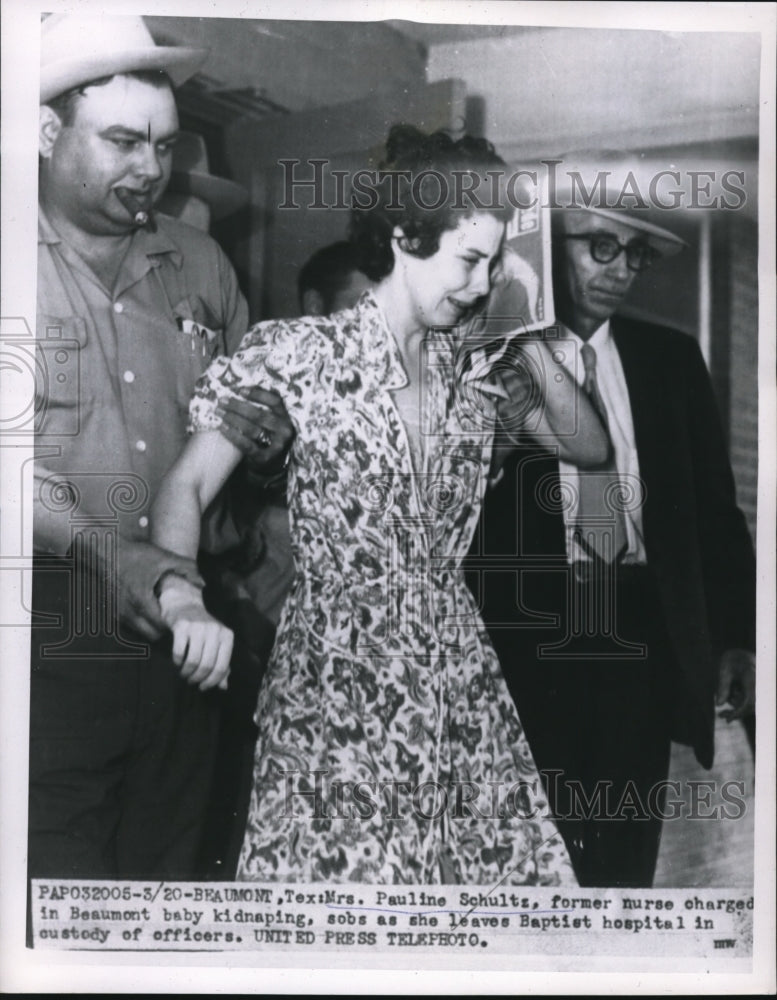 1953 Press Photo Beaumiont Tex Mrs Pauline Schultz nurse & kidnapper