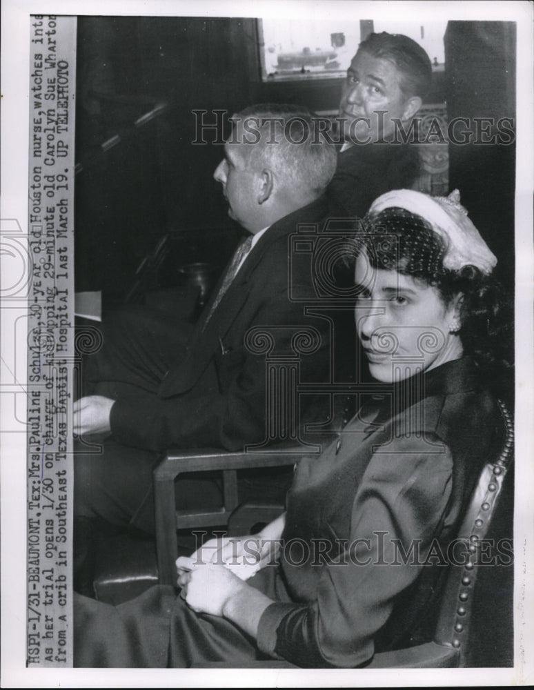 Load image into Gallery viewer, 1956 Press Photo Pauling Shulze charged with kidnapping newborn Carolyn Wharton
