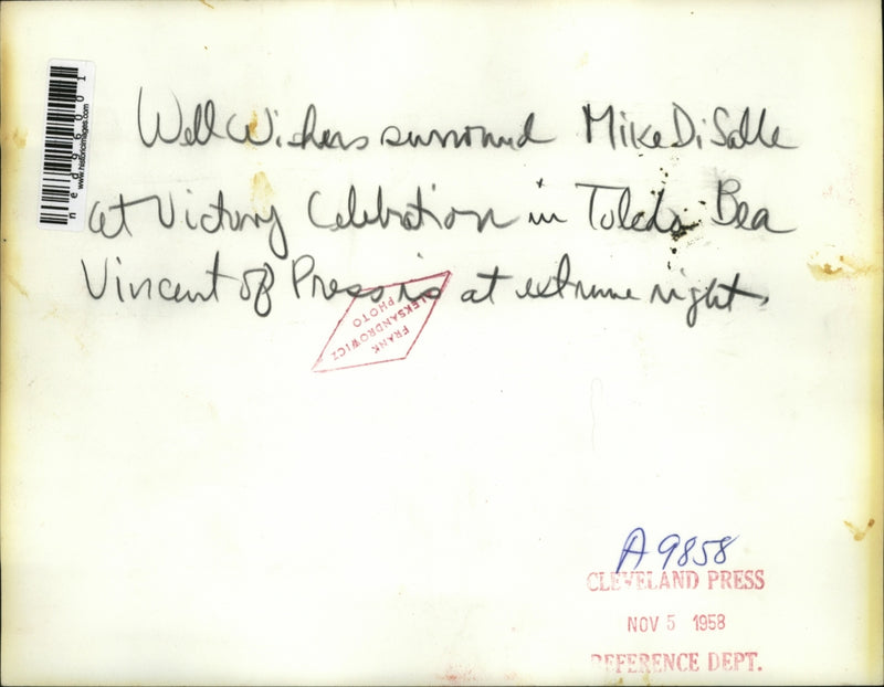 Load image into Gallery viewer, 1958 Press Photo of people congratulating Michael DiSalle

