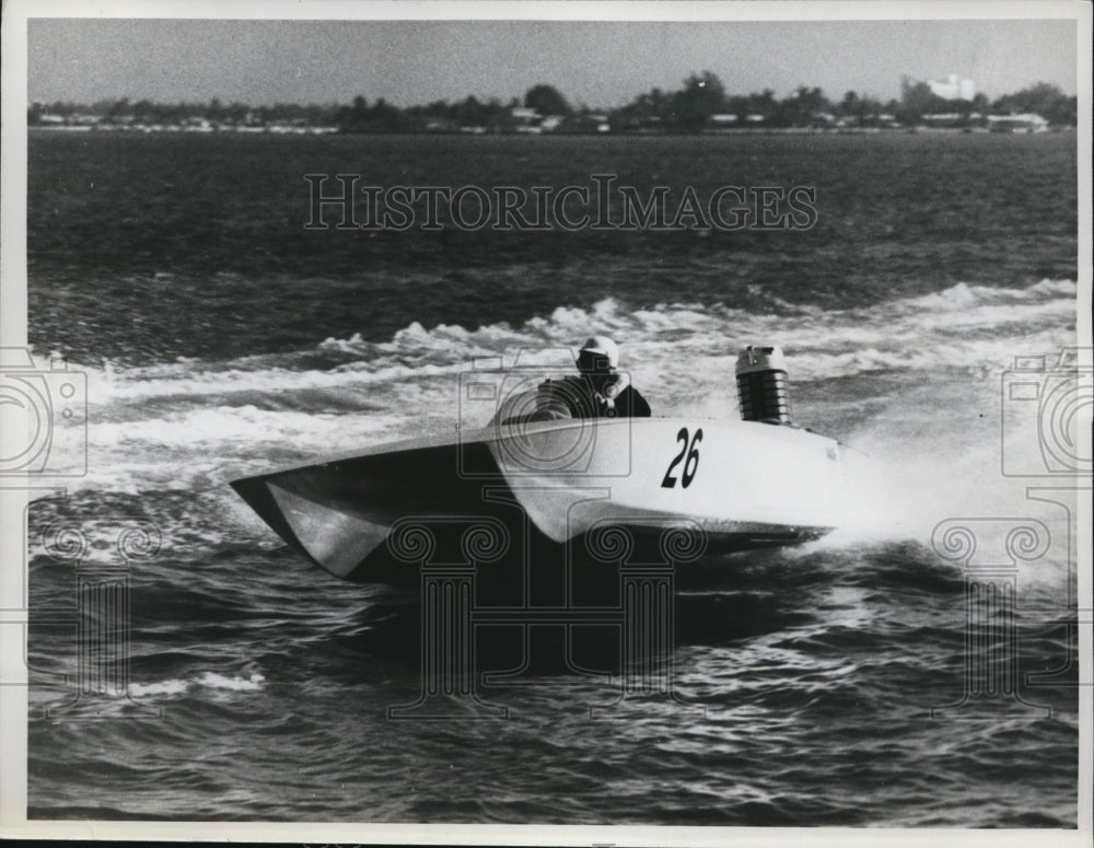 1961 Press Photo Outboard motoboat in South Pacific design for pleasure use