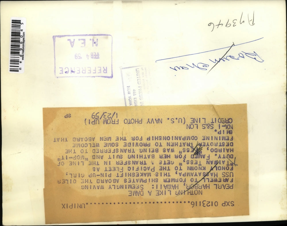 1959 Press Photo Pearl Harbor Taiwan Tess Pin Up Girl