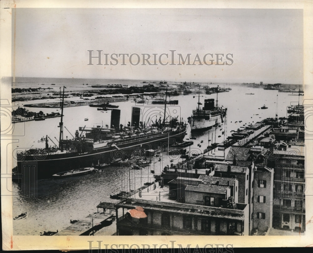 1942 Press Photo Egypt Port Said harbor ships in the Suez Canal- Historic Images