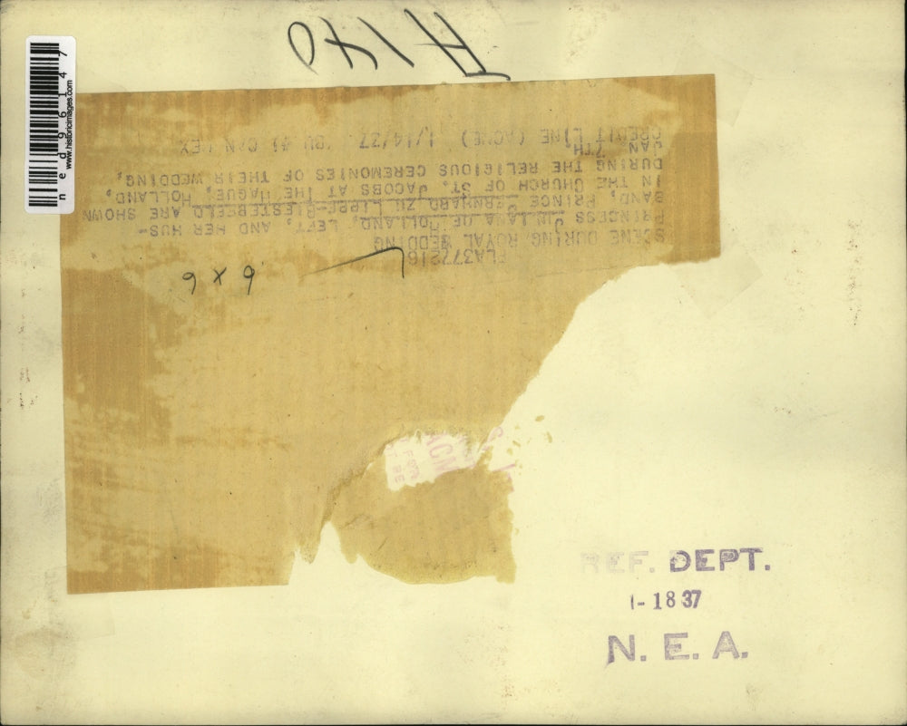 1937 Press Photo ncess Julian of Holland and Prince Bernhard Zil Lippe