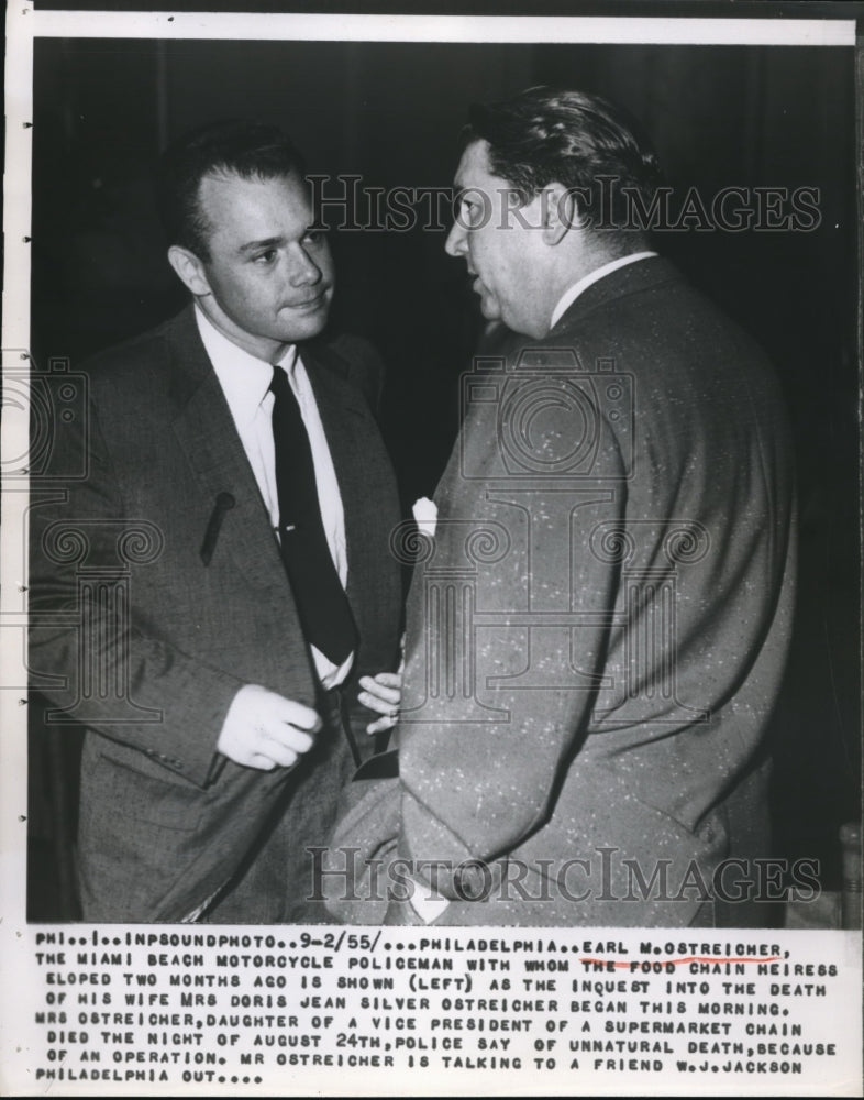 Load image into Gallery viewer, 1955 Press Photo of Earl M. Ostreicher whom married Mrs. Doris Jean Silver an
