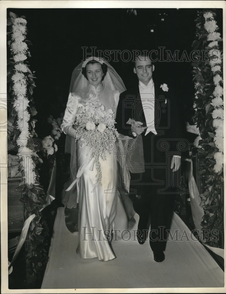 1937 Press Photo Detroit MichElna Knudsen wedding to John K Stevenson