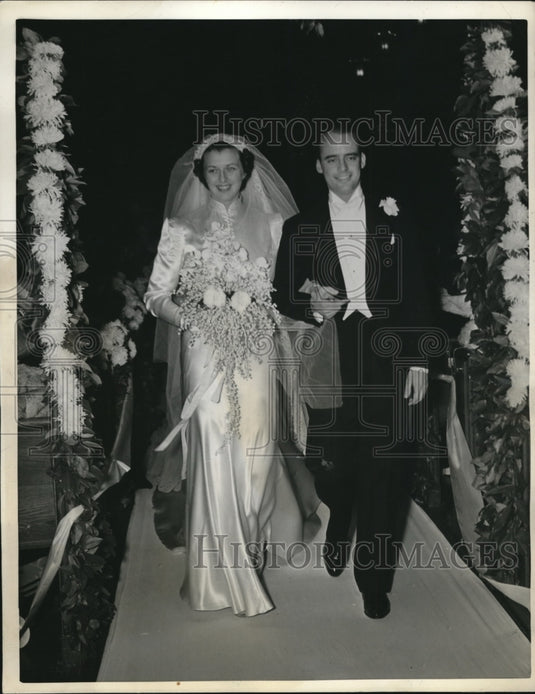 1937 Press Photo Detroit MichElna Knudsen wedding to John K Stevenson