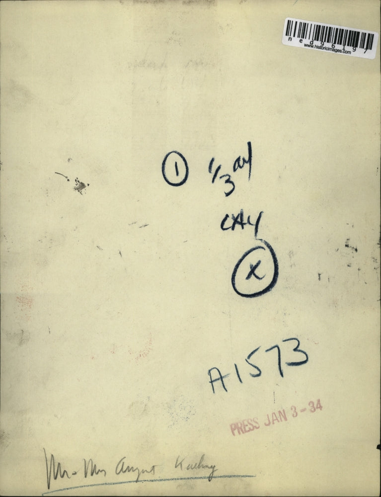 1934 Press Photo Cleveland Ohio Mr & Mrs August Kuehey