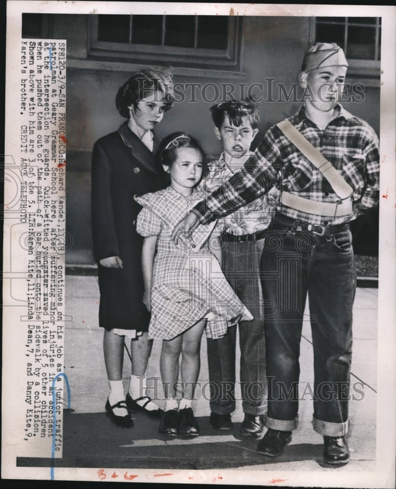 1951 Press Photo San Francisco Richard Kandel age 11 at Geary School with K Kite