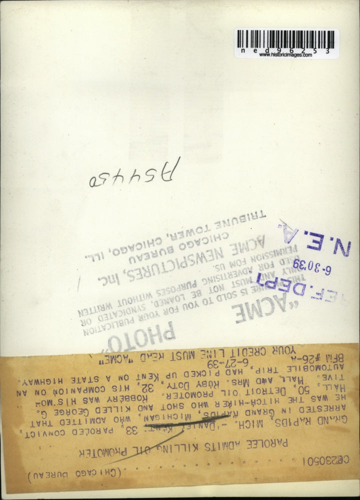 1939 Press Photo Grand Rapids Mich Daniel Kent killed GG Hall