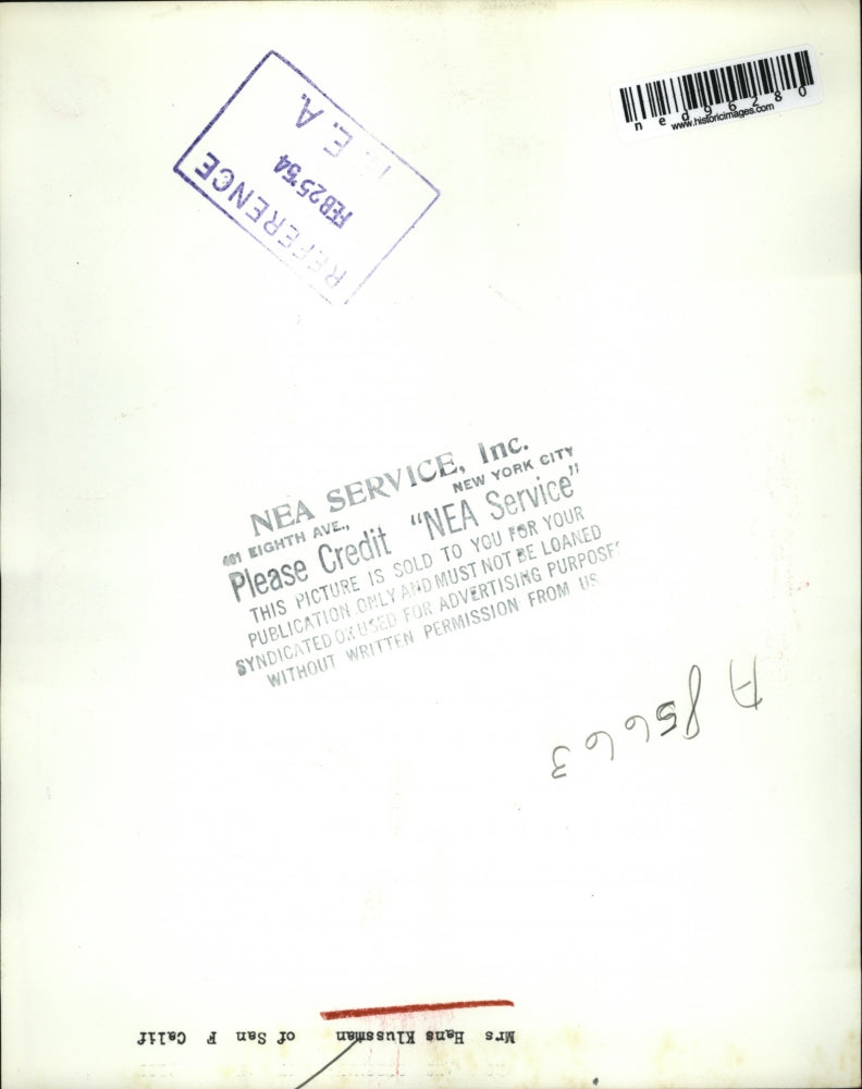 1954 Press Photo Hans Klussman of San Fransisco