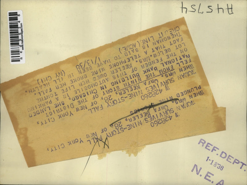 Load image into Gallery viewer, 1938 Press Photo Car that Urfa Keeler Landed on When She Feel From Ninth Story

