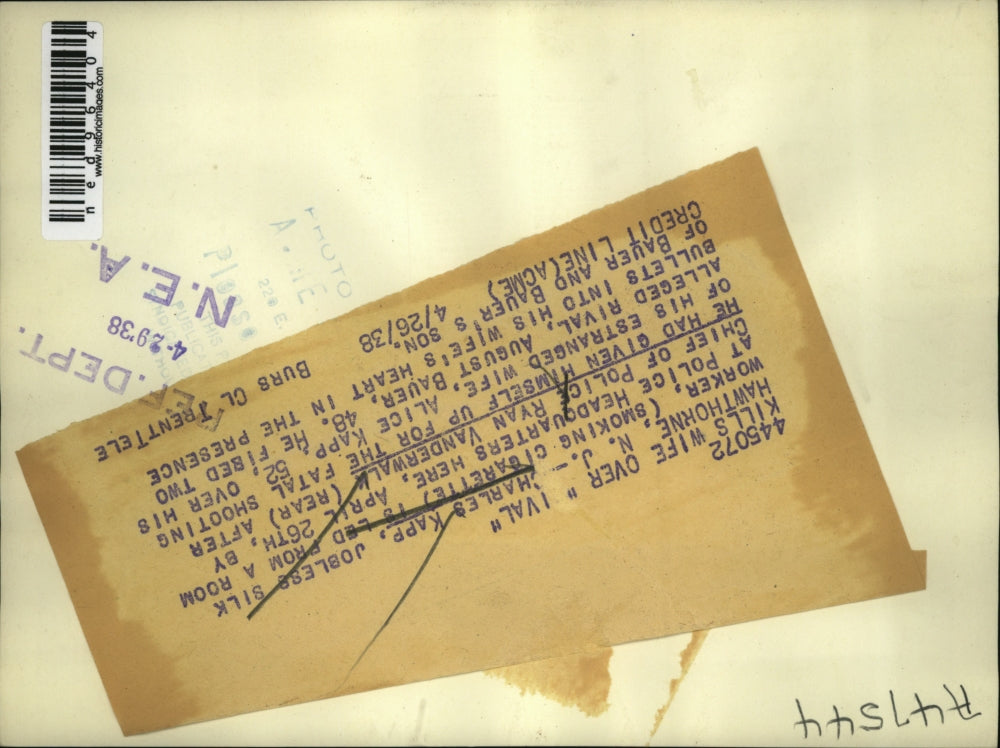 1938 Press Photo Charles Kapp, Wife Killer, with Chief of Police Ryan Vanderwalk