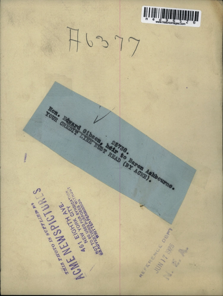 1926 Press Photo Edward Gibson, Heir to Baron Ashbourne