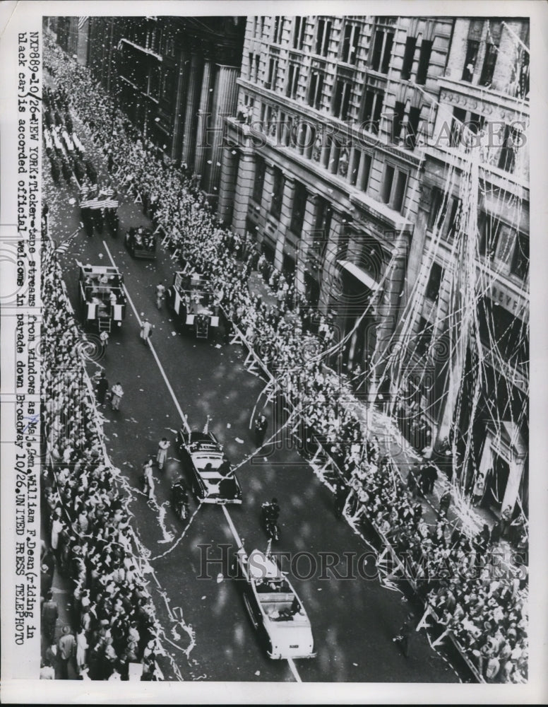 1953 Press Photo Major General William F Denn Get Ticker Tape Parade