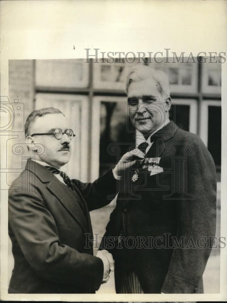 Load image into Gallery viewer, 1938 Press Photo French Consul Leon McRand &amp; Governor Paul V McNutt
