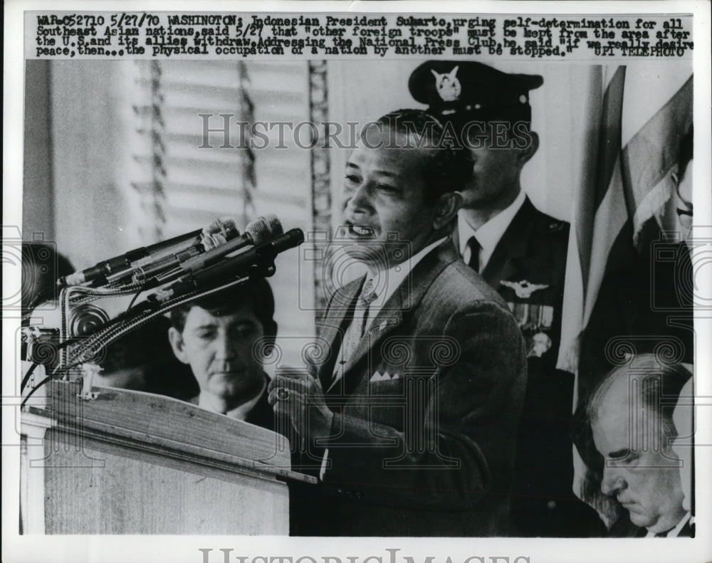 1970 Press Photo Indonesian President Subarte Urging Self Determination Asian Co
