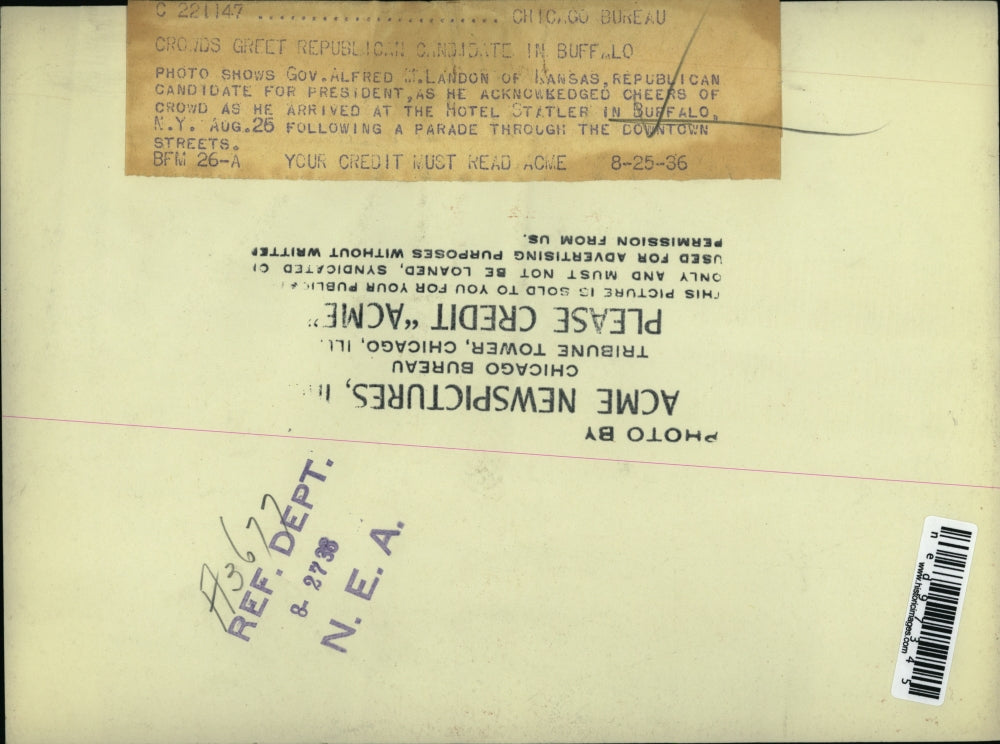 1936 Press Photo Gov.Alfred Landon,Republican candidate for President