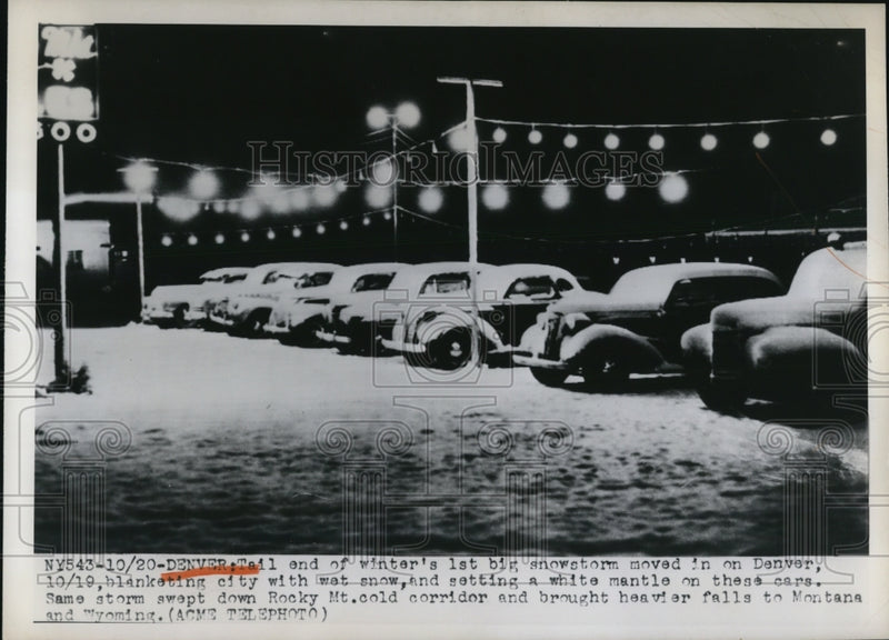 Load image into Gallery viewer, 1949 Press Photo Denver Colorado cars covered by new fallen snow
