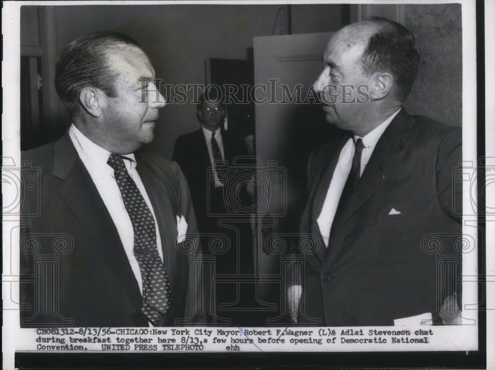1956 Press Photo Mayor Robert F. Wagner & Adlai Stevenson at Convention