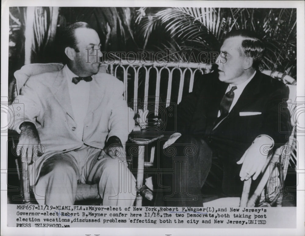 1951 Press Photo New York Mayor Elect Robert Wagner & Gov Elect Robert Meyner