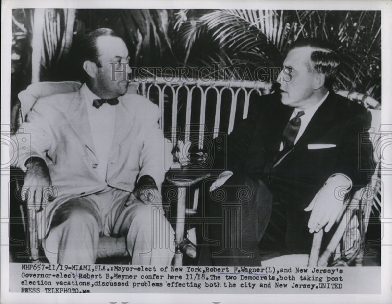 Load image into Gallery viewer, 1951 Press Photo New York Mayor Elect Robert Wagner &amp; Gov Elect Robert Meyner
